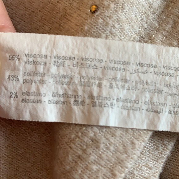 Zara Girl 13/14 Tan Sweater Puff Shoulder EUC Gold Rhinestones - Picture 13 of 13